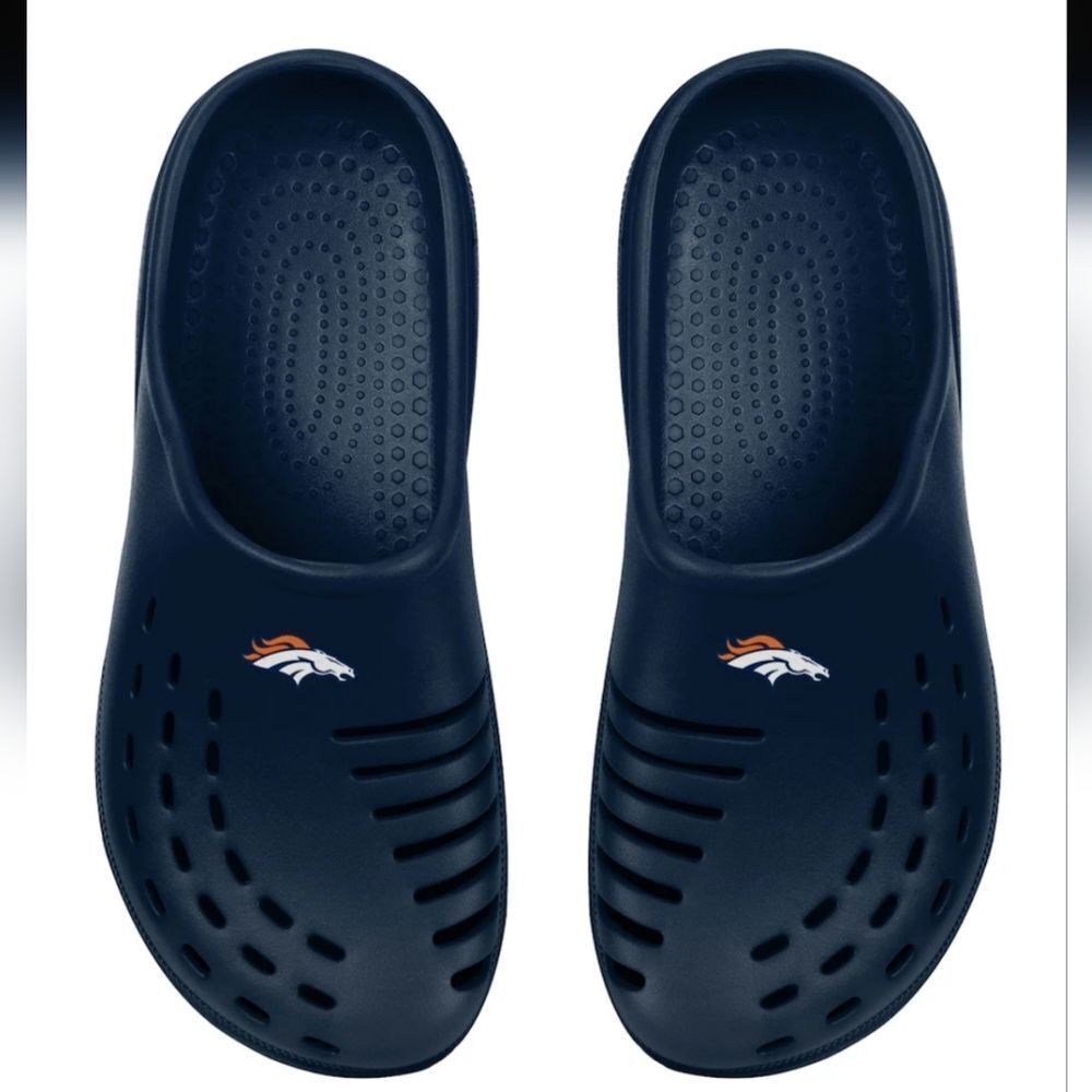 FOCO Men's XL 13-14 Navy Denver Broncos Sunny Day Clogs - New